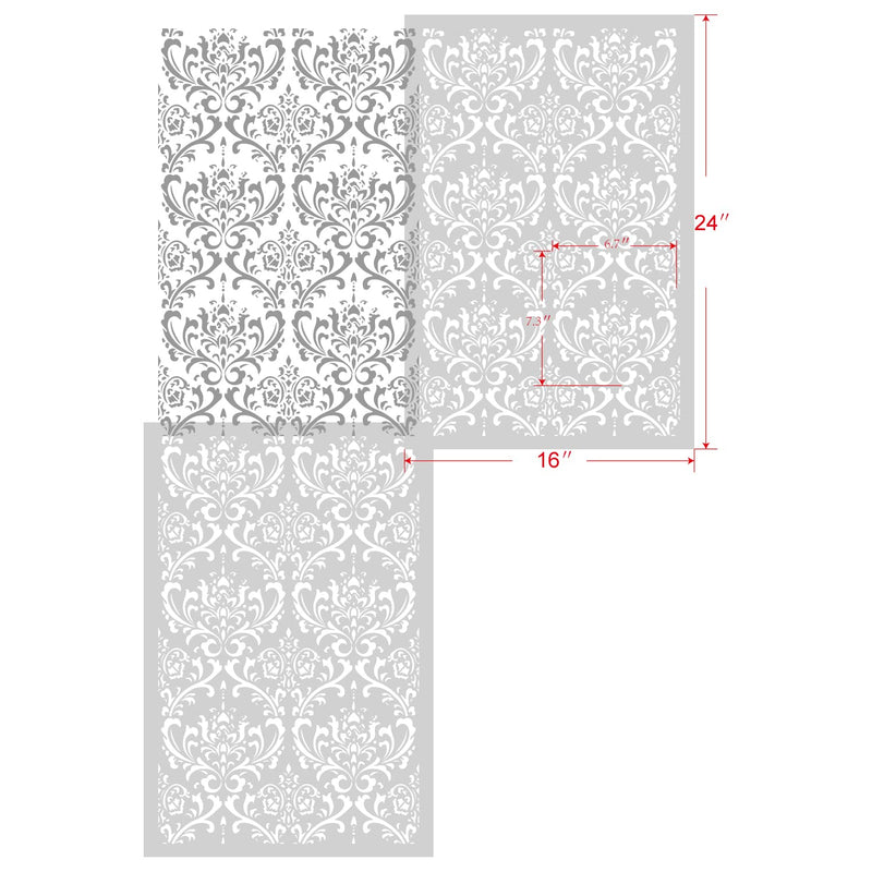 GSS Designs Damask Wall Stencil for Painting 2 Pack of 16x24Inch Wall Stencil DIY Home Decor Stencils Paint Stencil for Walls Furniture Floors Fabric Crafts 2 Pack of Damask 16''x24''