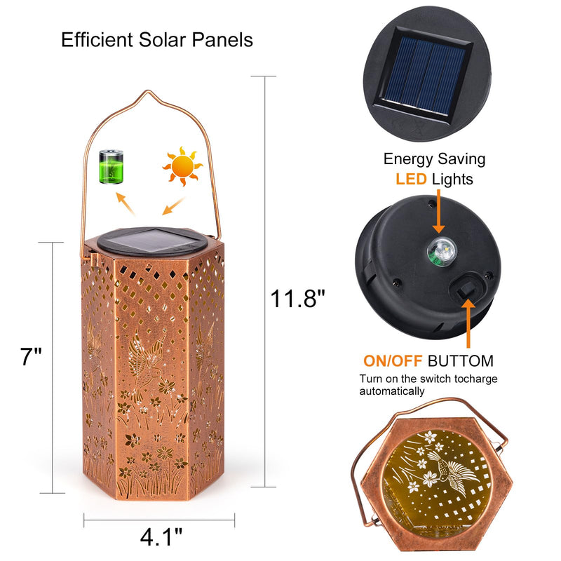 Hummingbird Solar Lanterns Outdoor Waterproof - Birthday Gifts for Women, Men, Mom, Mothers Day Gifts, Solar Lights Outdoor Hanging Garden Decor for Outside, Patio, Outdoor, Yard, Lawn, Balcony Hummingbird 1PC