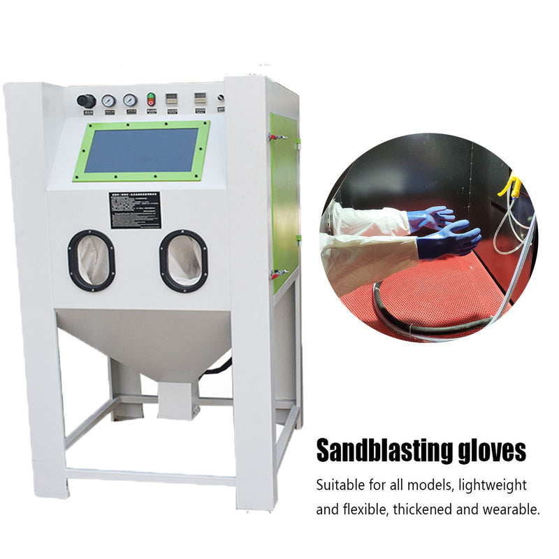 23.6" Canvas Rubber Sandblasting Sand blaster Protection Gloves for Sandblast Cabinets XL,1 pair