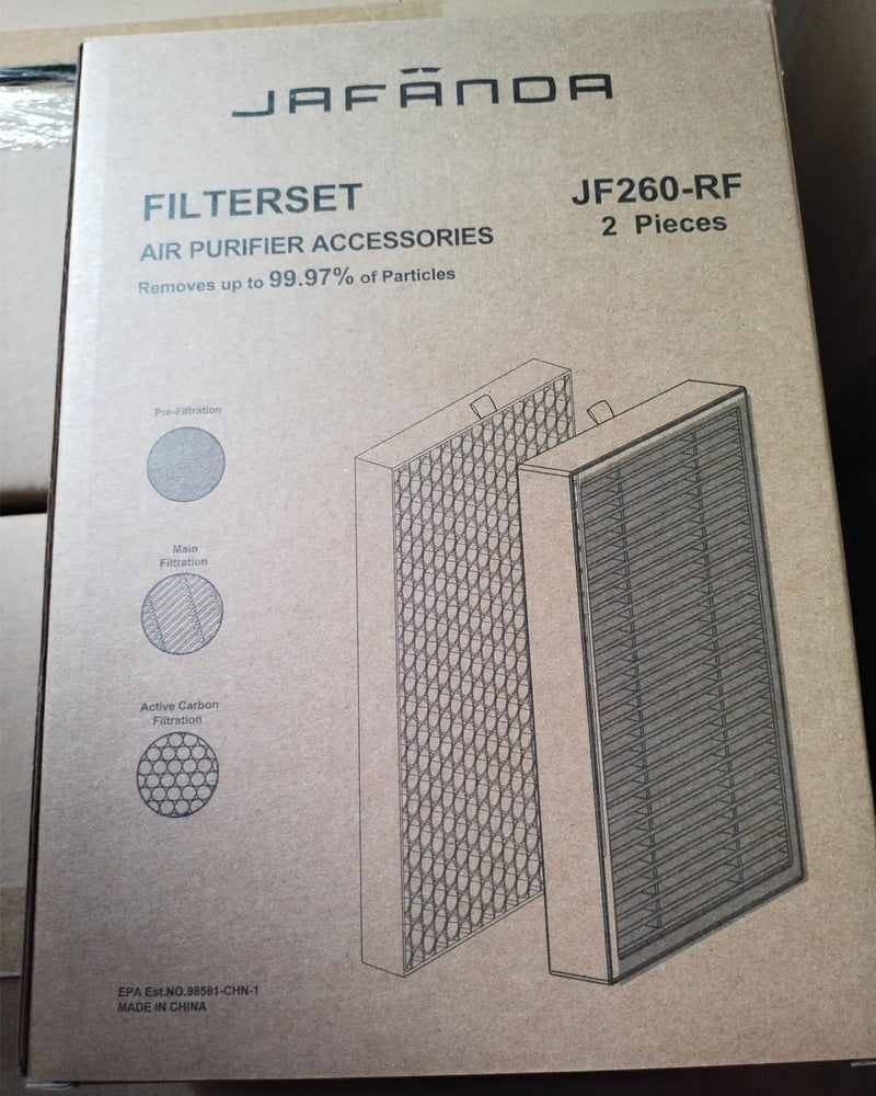 JF260 Air Purifier 2X Filter Replacement, True HEPA with 300g Activated Carbon Air Filter, Made for JF260 JF260S Replace Air Purifiers Filter