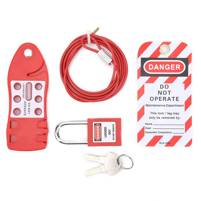 Cable Lockout Hasp, Fish Shaped Cable Lockout Hasp, Red Safety Padlock for Improving Maintenance Efficiency
