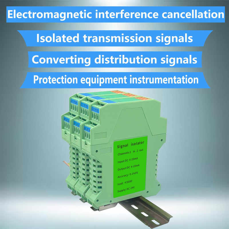 Signal Isolator DC 24V,PLC Detect Signal Conditioner,Module Analog Output(1 in 2 Out 4-20mA Turn 4-20mA) 1 input and 2 outputs