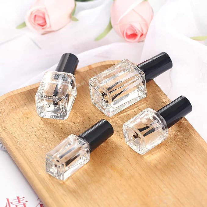Diystyle 20pcs 4ml Nail Polish Bottles Empty Bottles Refill Cosmetic Storage Glass Black & Transparent - NewNest Australia