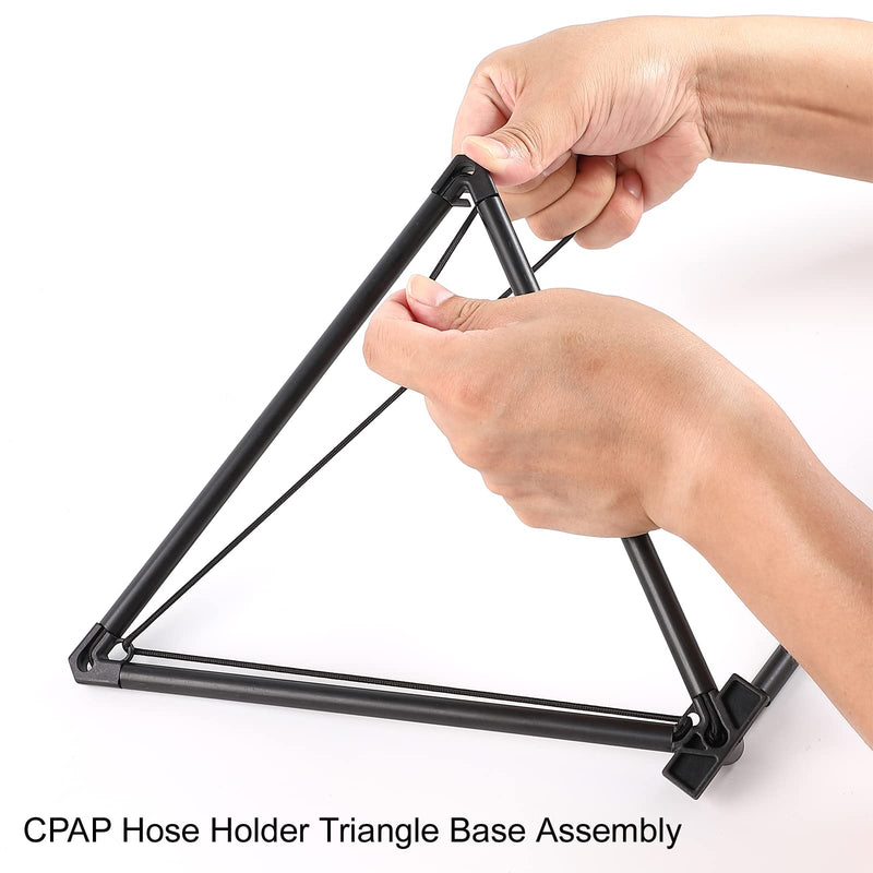 LONYEON CPAP Hose Holder - CPAP Hose Hanger for Bed Avoid Tangling and Prevent Blockage,Keeps The Air Hose Up and Away from Your Face and Arms to Make You Sleep Better,Black Triangle Base-Height Fixed