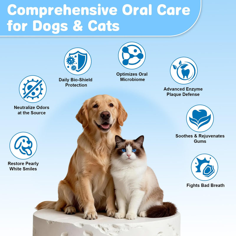 Pet Care Bundle - Probiotic Dental Water Additive & Antimicrobial Ear Rinse for Dogs & Cats