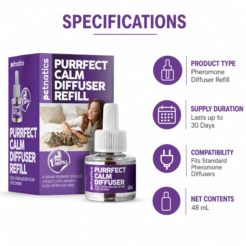Cat Calming Diffuser Refill | 24/7 Soothing Pheromone Technology for Felines & Multi-Cat Homes | Long-Lasting Effect for up to 30 Days Fits Standard Pheromone Diffusers (1-Pack) 1