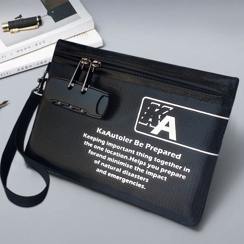 Small Fireproof Bagwith Lock,KaAutoler Fireproof, Waterproof Money Bag, with Zipper Fireproof Safe Box Money Pouch Envelope Container for Cash, for Keys, Cash, Jewelry and Other Valuables 8"*5.5"