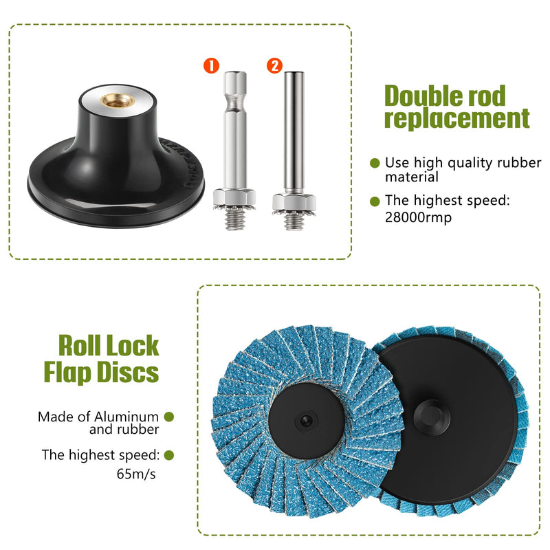 Chengu 48 Piece 2 Inch Die Grinder Flap Disc with Disc Pad Holder Flap Discs Surface Conditioning for Angle Grinder Sanding, Stock and Rust Removal, Finishing, Grinding, Deburring(80 Grit Style) 80 Grit Style