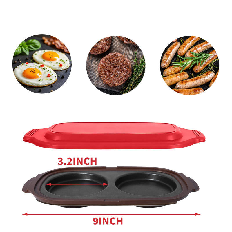 Quick-Heat Microwave Egg Cooker|Poacher|fryer, Multi-use Maker for 2 Eggs for Breakfast Sandwiches, Dishwasher-Safe Portable for Home,Travel,Gifts (Red) Red
