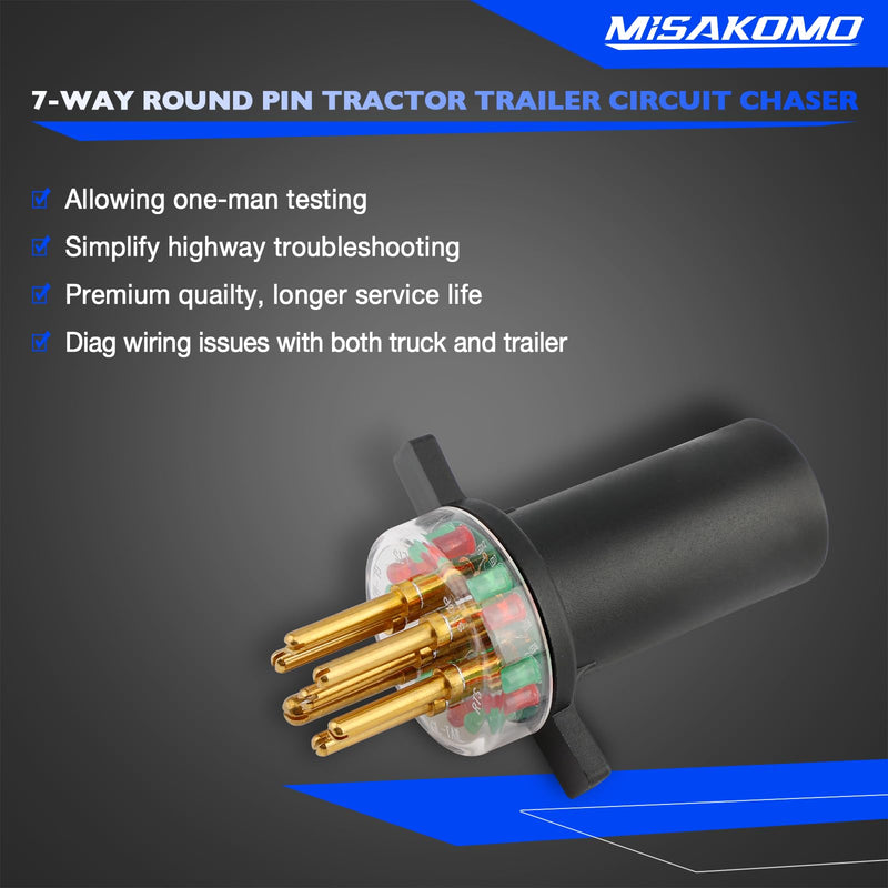 7-Way Round Pin Tractor Trailer Light Tester One-Man Testing Circuit Testers Replace# 7865L