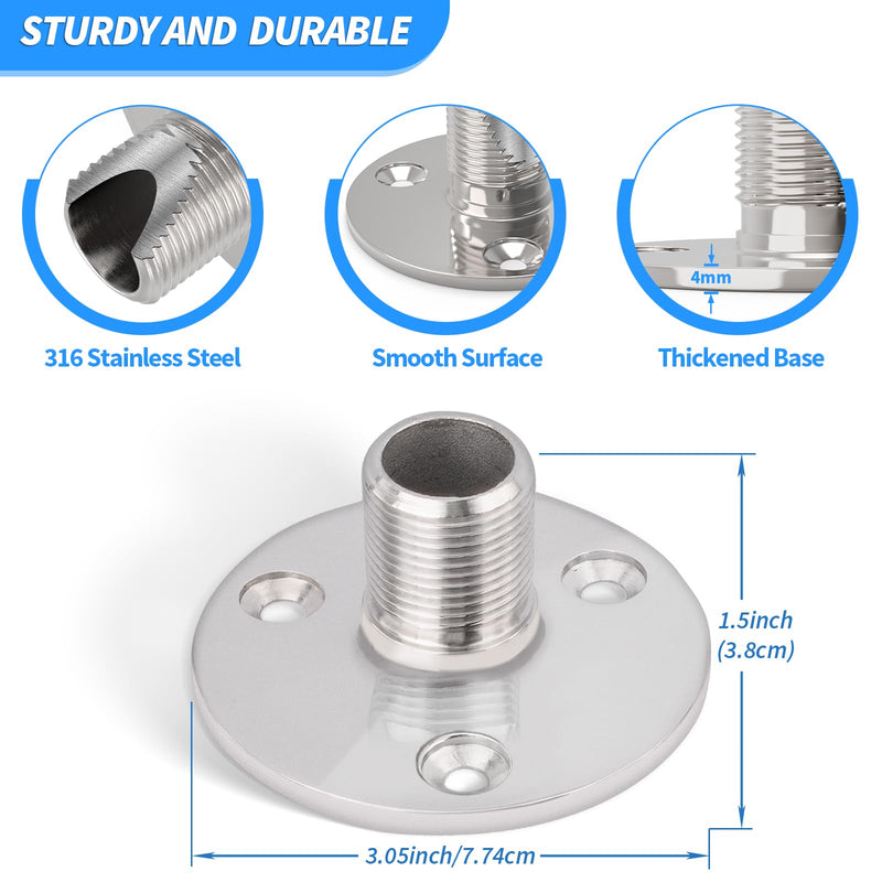 Bingfu VHF Marine GPS Antenna Base Mount Kit 316 Stainless Steel Fixed Mount Bracket for Boat Automotive