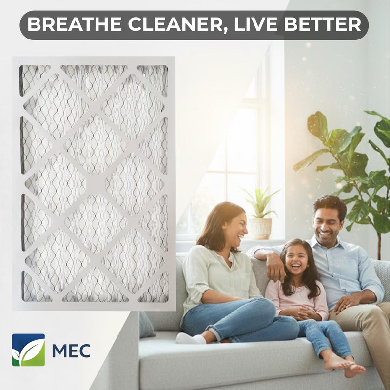 MEC 20x20x1 Air Filter MERV 8 Essential Dust & Allergy Control (4-Pack), Electrostatic Pleated HVAC AC Furnace Filters Replacement (Actual Size: 19.50 x 19.50 x 0.75)