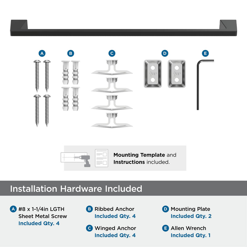 Amerock BH36004MB | Matte Black Towel Bar | 24 inch (610 mm) Center-to-Center Towel Rack | Blackrock | Bathroom Towel Holder | Bathroom Hardware | Bath Accessories