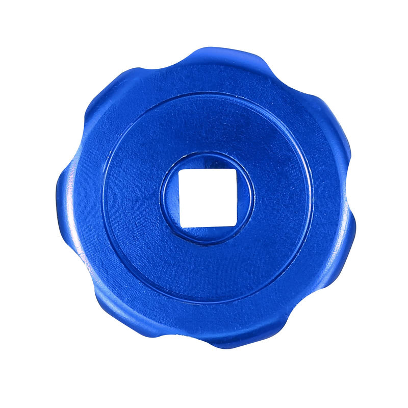PATIKIL Round Wheel Handle, Faucet Handles Refrigerant Manifold Gauges Knob Square Broach Handwheel Replacement, Aluminum Alloy Blue 1