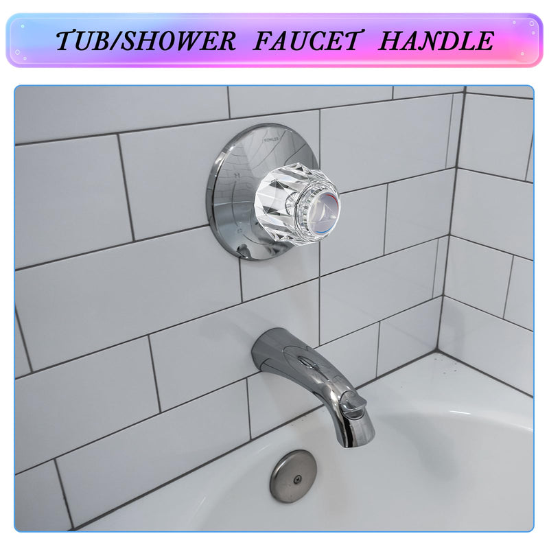 Dreyoo 1 Pack Faucet Handle Compatible with Delta Faucet RP17451, Replacement Faucet Handle with Offset Hole for Shower/Tub, 2-1/2'' x 2-1/8'' Faucet Knob, Single Knob Handle, Clear Acrylic Finish