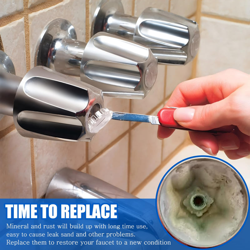 Dreyoo 3 Piece Metal Shower Knob Replacement Compatible with Price/Pfister Verve Tub Shower, Bathtub Faucet Handle Remodel Trim Kit Include 1 Hot 1 Cold 1 Diverter and 3 Screws(Polished Chrome) Polished Chrome