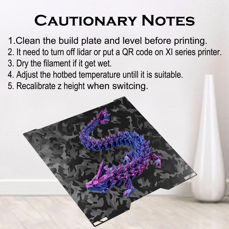 H2S H2D Build Plate 346x355mm, Double Sided Smooth Spring Steel Plate for Bambu Lab H2S, H2D, H2D Combo 3D Printer Platform, 350mmx320mm Print Size（Camouflage+Black Forged Carbon Fiber） Camouflage+Black Forged Carbon Fiber 355x346mm(H2D)