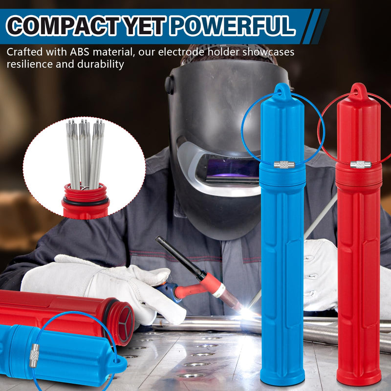 2 Pcs Tungsten Holder Welding Rod Holder 7.9 Inch TIG Tungsten Welding Electrode Rod Storage Tube with Magnetic Base Airproof Container Canister, Red and Blue