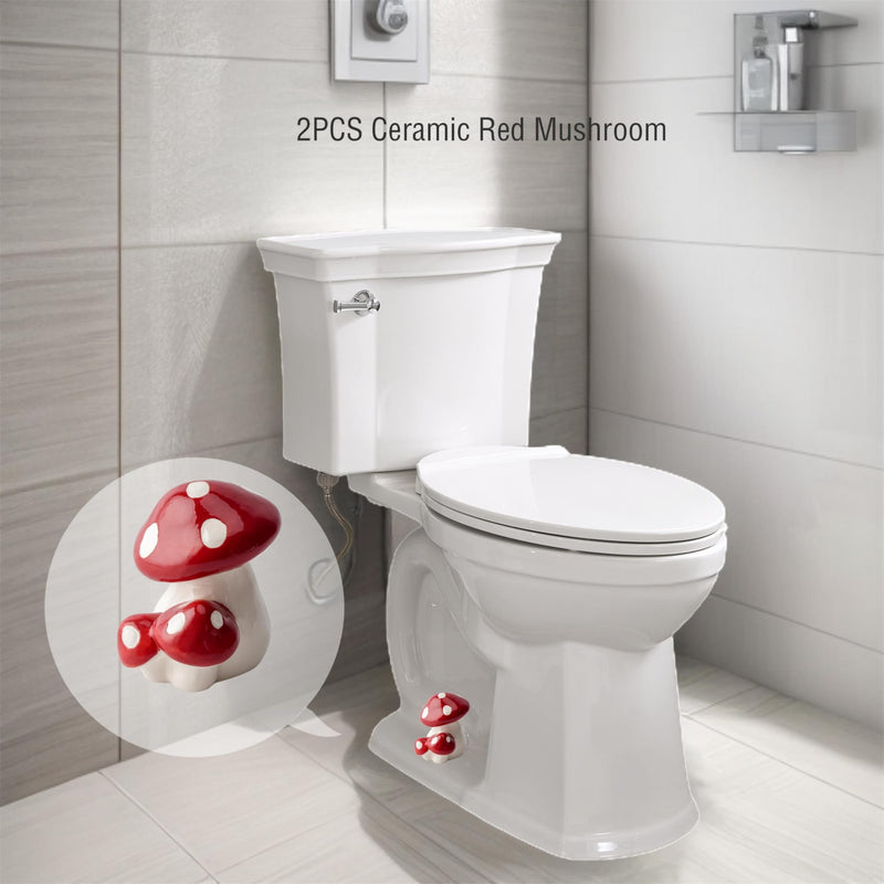 FKOG Ceramic Mushroom Toilet Bolt Caps, Mushroom Toilet Bolt Covers, Toilet Replacement Parts Decorative Bathroom Accessory Cute Bathroom Decor (Mushroom)