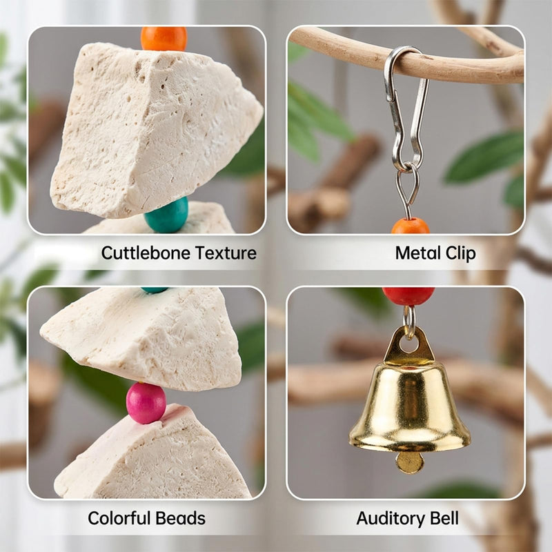 3-Pack Cuttlefish Bone with Volcanic Stone for Parakeets and Small Medium Birds, Cuttlebone for Birds, Natural Beak Care and Calcium Supplement, Cage Enrichment Accessories