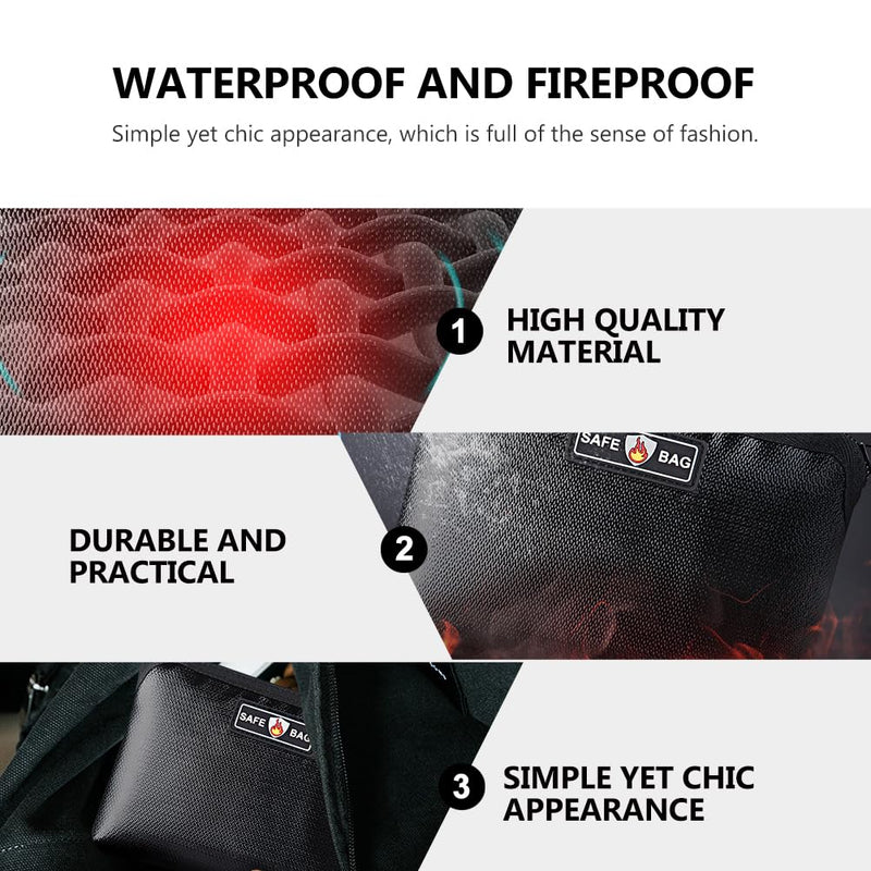 DOITOOL Fireproof Lithium Battery Bag with Zipper Fireproof Money Pouch for Cash Passport and Keys Safe Bag Set of 2 for Home and Travel