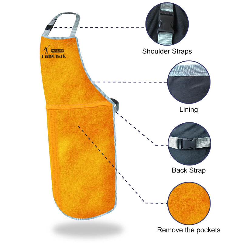 Leather Work Shop Apron, Buckle straps, Heat & Flame Resistant Heavy Duty Welding Apron With a Pocket