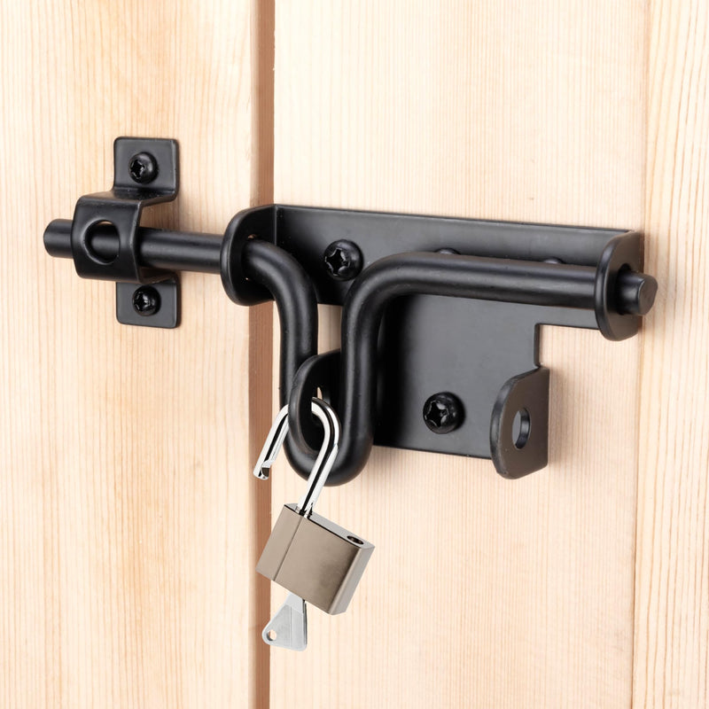 Slide Bolt Gate Latch with Padlock Hole, Heavy Duty Fence Slide Latches Outdoor Doors for Wooden Fence, Shed Door, Vinyl Door-3pack 3