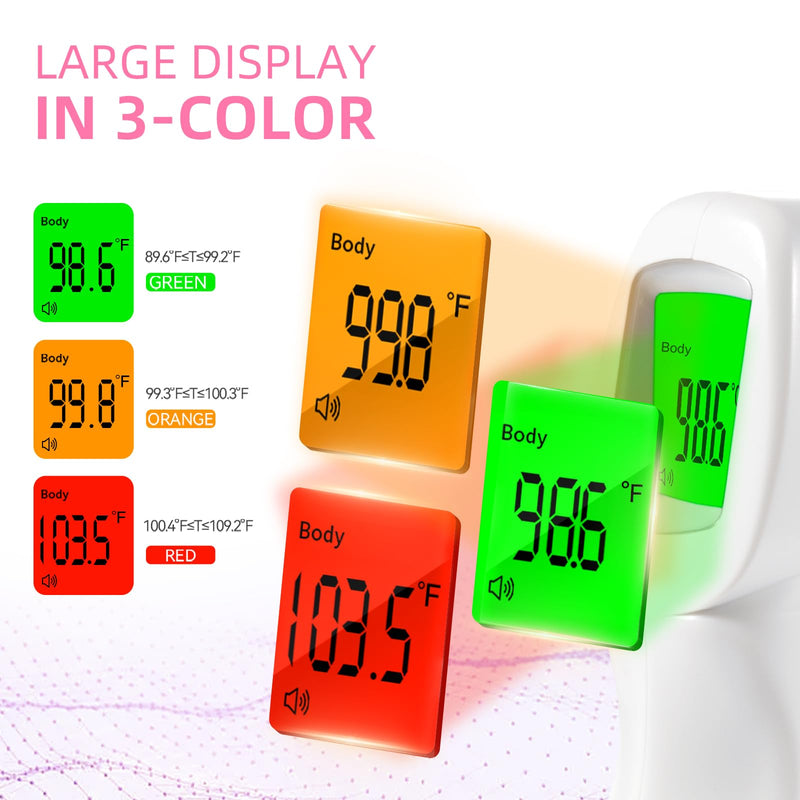 Snomd Non Contact Infrared Forehead Thermometer for Adults and Kids No-Touch Digital Thermometer 3 in 1 for Fever Thermometer Temperature Gun for Baby