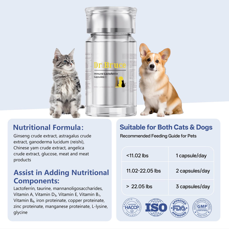 Lactoferrin for Dogs & Cats, Lactoferrin Supplements, Itchy Skin Relief, Containing Taurine and lysine，Immune Support & Gut Health - 100% Single-Ingredient Supplement With Bioactive Nutrients