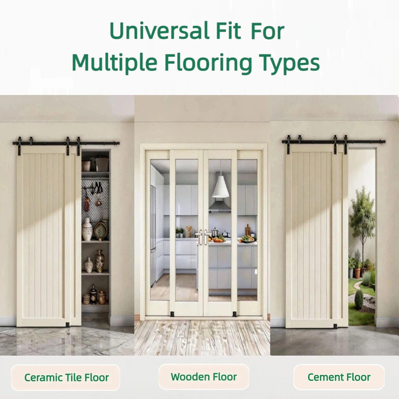 2-Pack Sliding Closet Door Floor Guide | Adjustable 3-Roller Floor Guide with Anti-Jump Design for Closet, Barn & Bypass Doors. No Floor Groove Required Black 2