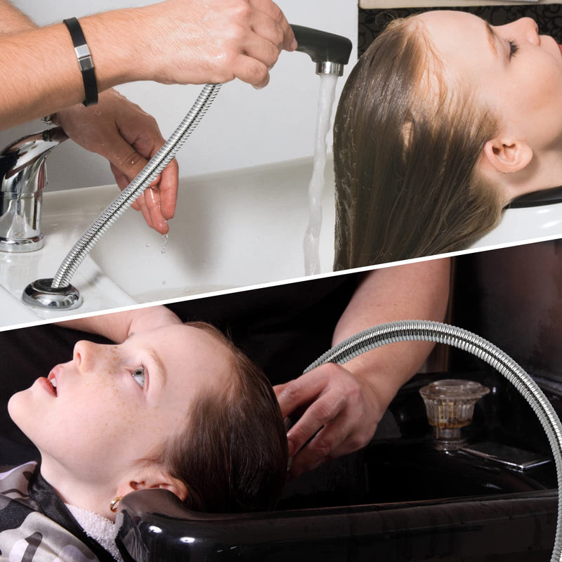 LukLoy 𝟏/𝟐" to 𝟏/𝟒" Nut Stainless Steel Shampoo Bowl Hose for Professional Salon Shampoo Bowl Faucet and Sprayer Head, Sprayer Head Not Included 1/4'' Nut