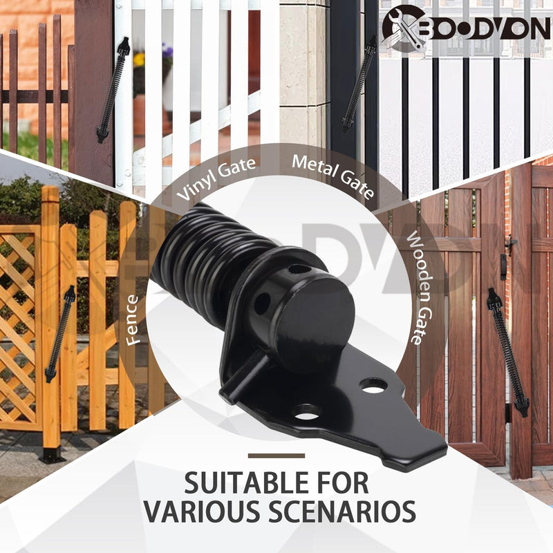 14" Gate Spring Self Closing Heavy Duty Door Springs to Close Door, Adjustable Tensioner Automatic Gate Closure, Gate Spring for Wooden Gate, Vinyl Fence, Steel Door(Black, 2 Pack) 14 Inch