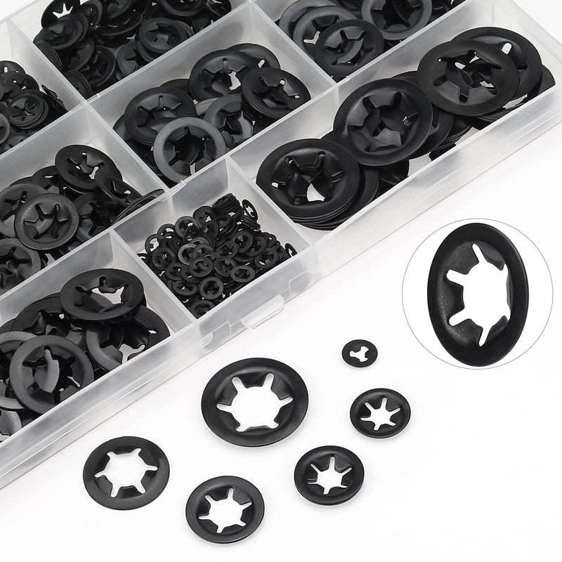 360 Pieces 9 Sizes Internal Tooth Star Lock Washers, Quick Speed Locking Washers, Push Nuts, Speed Clips Retaining Clips Fasteners Assortment Kit