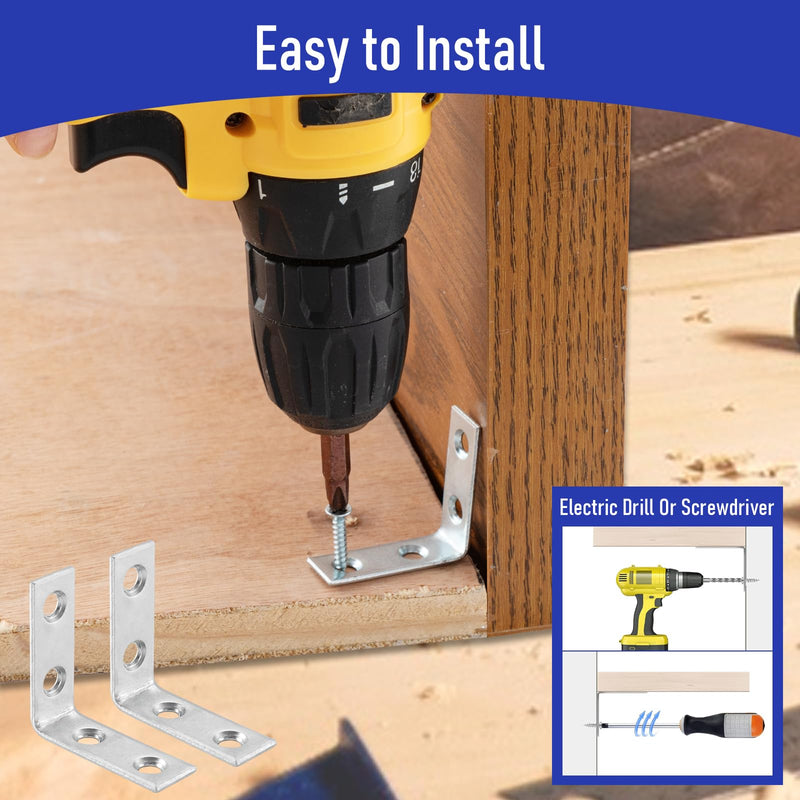 40 Pack L Bracket Corner Braces, Small Metal L Brackets for Wood, 1.5 inch Steel Joist Right Angle Brackets for Wood Shelves Chair Drawer Cabinet with Screws, Zinc Plated HOME MASTER HARDWARE 1-1/2 inch Zinc-40Pack 40