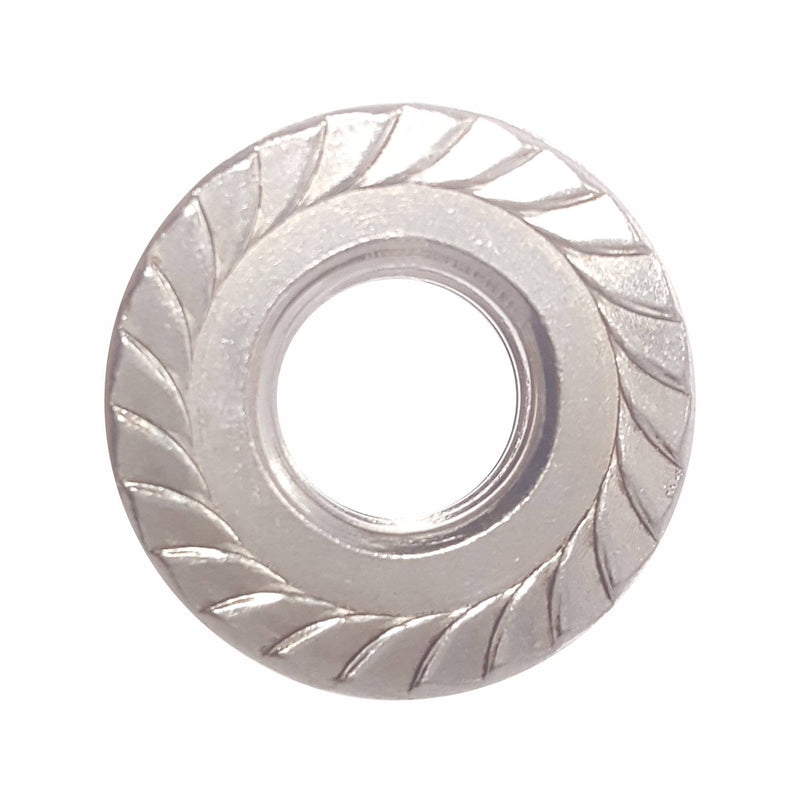 Serrated Flange Nuts - 1/2"-13 (10-Pack) Coarse, Plain Finish, Stainless Steel 18-8 Hex Lock Hardware Nuts for Industrial & Home Use 1/2-13 (10 Pack)