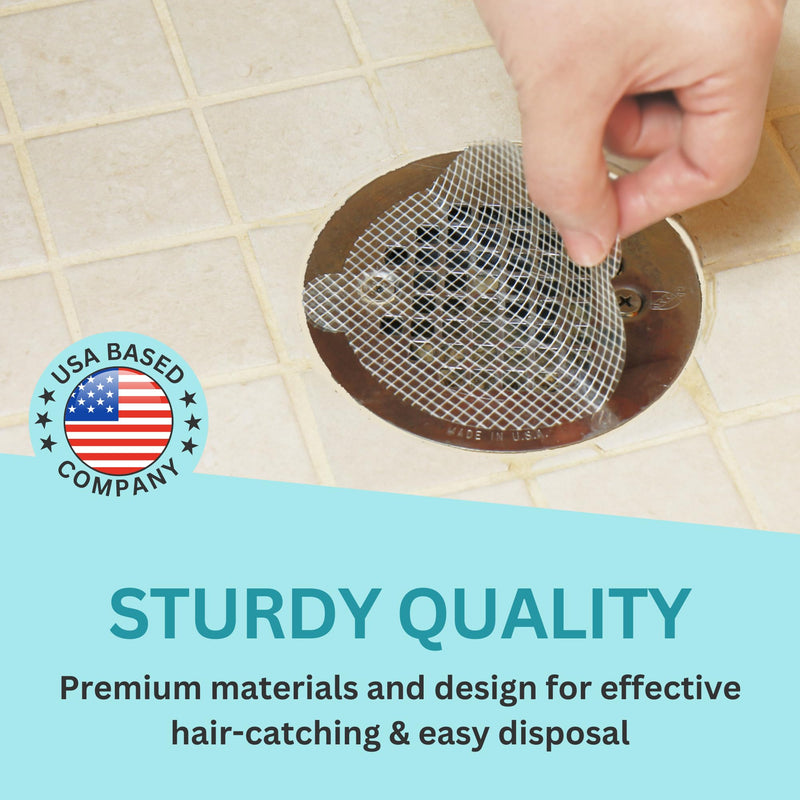25 Pack, Disposable Shower Drain Hair Catcher Mesh Stickers 25
