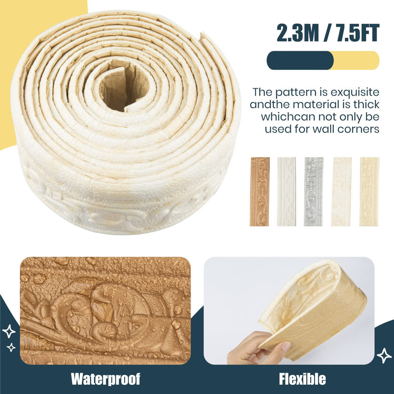 2 Roll Flexible Foam Molding Trim, 181" x 3.1" Peel and Stick Crown Molding Wallpaper Border Self Adhesive 3D Wall Edging Lines Trim for Wall Edge, Ceilings, Countertops Home Decor (Copper) Copper