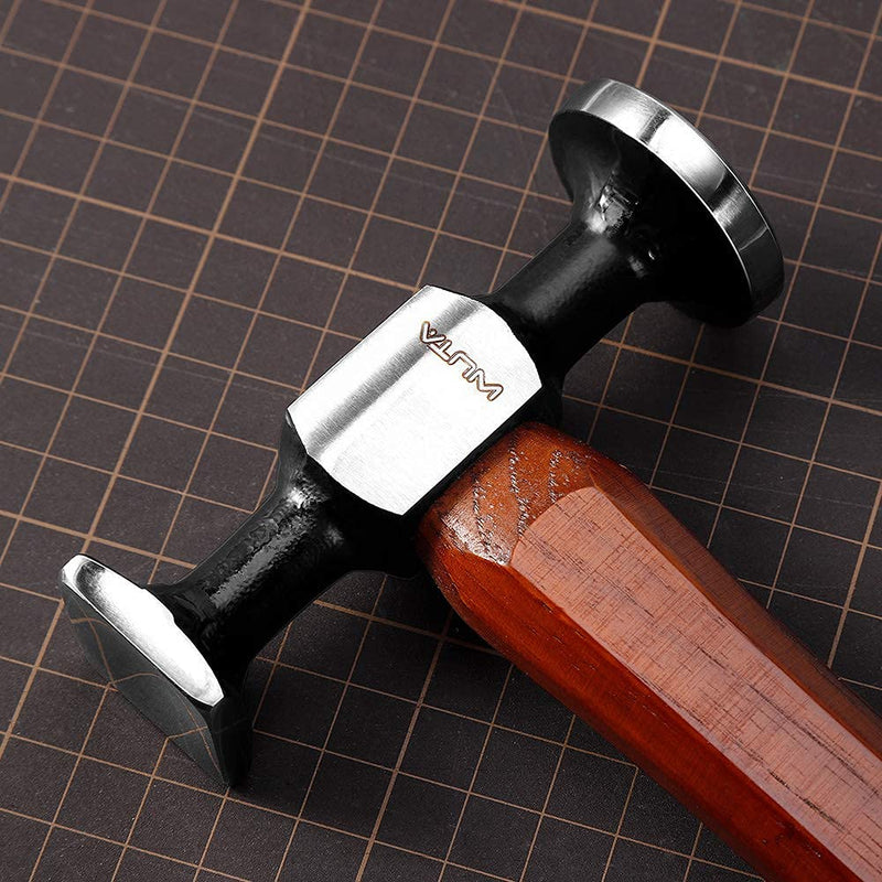 WUTA Leather Mallet Hammer Carbon Steel Double Head Hammer Cobbler Hammer for Professional Leather Craft Tool