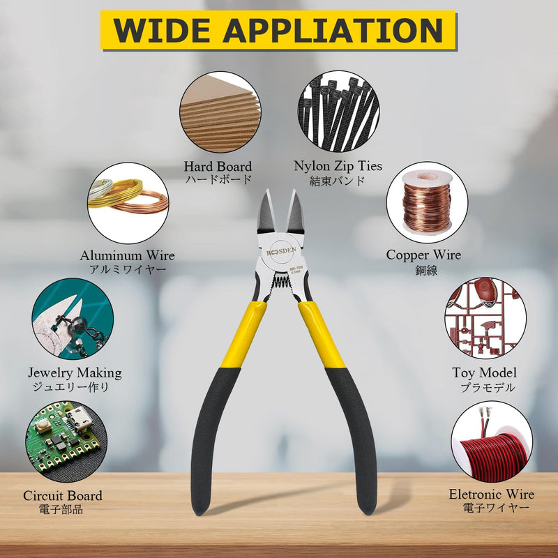 BOOSDEN Wire Cutters 2 Pack,6 inch Side Cutters, Flush Cutters, Ultra Sharp Precision Spring Loaded Cutting Pliers, Small Wire Cutters,Dikes Wire Cutters for Jewelry Making/Artificial Flowers/Crafting 6.5"x2 Pack