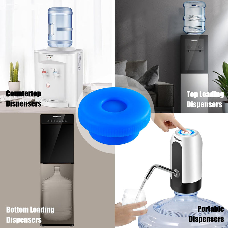 5 Gallon Water Jug Cap Reusable, Non-Spilling 55mm Water Bottle Dispenser Caps, Silicone 5 Gal Jug Replacement Caps Lids Anti Splash (Ocean Blue, 3 Pack) Ocean Blue