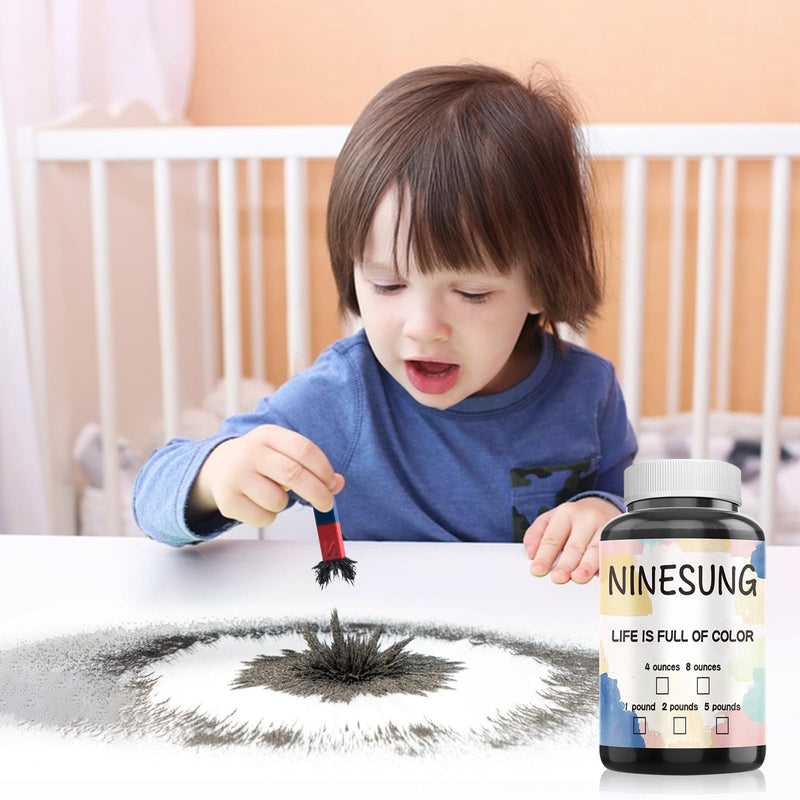 Iron Powder, Iron Filings, Iron Powder Filings Magnetic Power for Magnet Education and School Experiments Learning, 8 Ounce Iron Oxide Powder Shavings for Science 8 Ounces