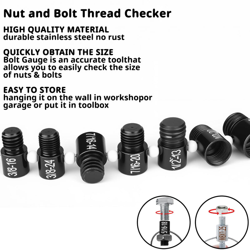 Nut and Bolt Thread Checker, Bolt Size Finder, 45 Male/Female Thread Gauges (24 Inch & 21 Metric) Thread Checker Standard and Metric, Bolts and Nut Identifier Gauge 45 Gauges (24 Inch & 21 Metric)