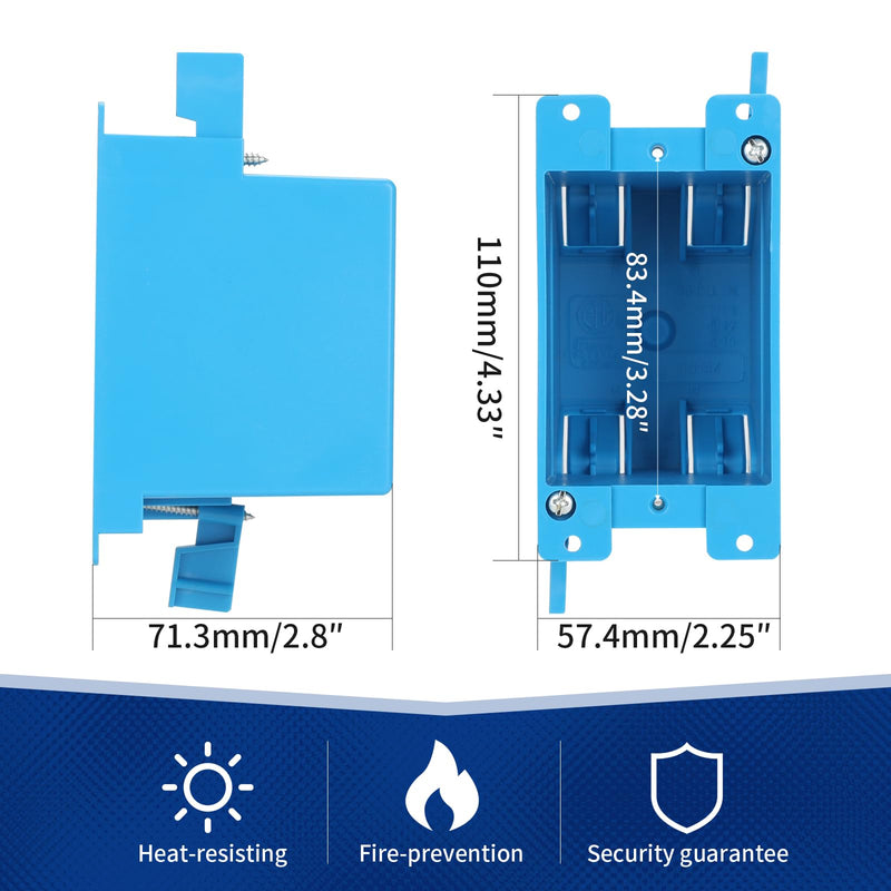 XIUTE 1-Gang High Grade of PVC Old Work Standard Switch/Outlet Wall Electrical Box,Blue，14 Cubic Inch Junction Box,Adjustable Mounting Tabs，ETL 1Gang 14Cu.In 1 pack of blue
