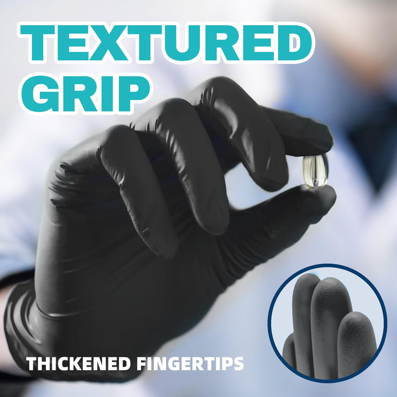 Black Nitrile Exam Gloves, 4.0 Mil, 100 Pcs Disposable Gloves Powder-Free Latex-Free for Medical, Cooking, Food-Safe Large (Black)
