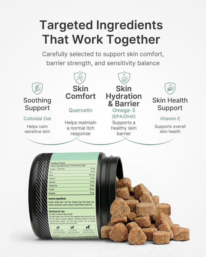 Dog Itch Relief Chews for Dogs – Itchy Paws & Paw Licking Support, Anti Itch Soft Chews for Itchy Skin, Daily Skin & Coat Supplement, 120 Chews Chicken