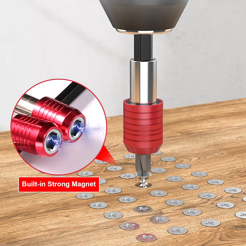 Drill Bit Extension Set,4Pcs Magnetic Drill Screwdriver Bit Holder Bar Chuck Adapter Extender 1/4 inch Hex Quick Release Bit Holder for Impact Driver Screws Nuts Drill