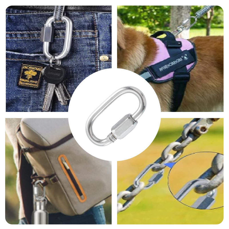 HOME MASTER HARDWARE 5/16" Quick Chain Link,Stainless Steel Chain Quick Link,Small Locking Carabiner Links Threaded,Chain Connector,5 Pack
