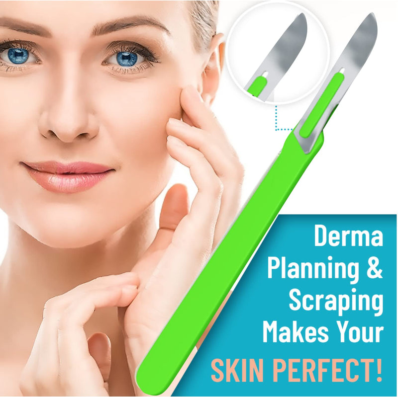 Disposable Scalpel 10, Pack of 20 Dermaplaning Blades with Green Plastic Handle, Scalpel Blades #10, Dermablade Blades. Individually Wrapped ● Box of 20 #10 - Pack of 20