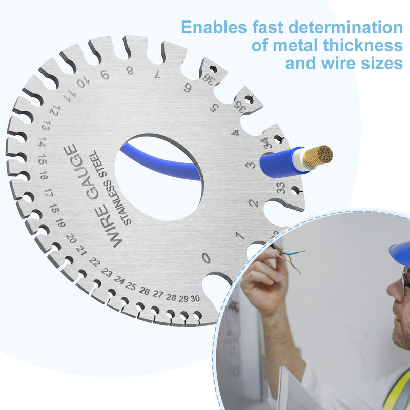 2Pcs Metal Gauge Thickness Tool, Wire Gauges Size for Welding, Highly Accurate Wire Gauge Measuring, Standard Dual-Sided Round Wire Sheet Gage and Thickness Gauge for Wire Welding