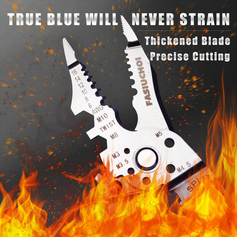 Wire Stripper Tool, Multi-function Wire Strippers Electrical, 9-in-1 Wire Cutter Wire Crimper, Adjustable AWG 6-16 Wire Stripping Tool, Wire Crimping Tool, Comfortable Grip and Refined Craftsmanship